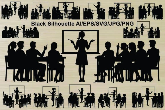 Classroom Silhouettes Teacher Students