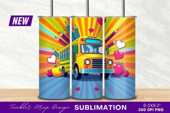 Colorful School Bus with Apples Tumbler: A Design Asset Evaluation