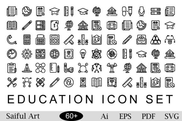 Education Icon Set Vector Black White: A Strategic Asset for Visual Communication