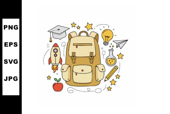 School Backpack with Education Icons Roc: A Versatile Visual Asset for Creators