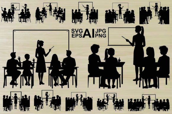 Silhouette Teacher in Classroom Bundle