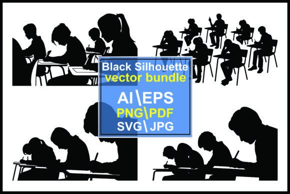 Silhouettes Students Taking a Classroom: A Versatile Visual Resource for Education Design