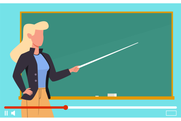 Teacher Near Blackboard on Computer Screen: A Guide to Better Digital Education Assets