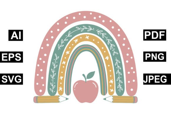 Whimsical Teacher Rainbow Clipart Set for Creative Projects