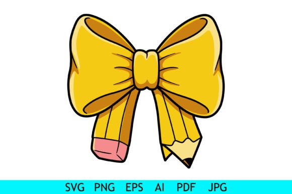Yellow Pencil Bow School Design: A Versatile Visual for Education and Creativity